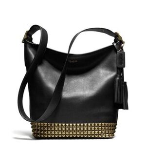 Coach Black Shoulder Bag with Gold Accents